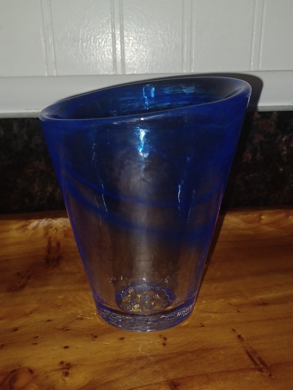 One Vintage Kosta Boda Blue Mine Tumbler Retired Late Designer